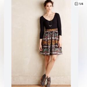 Maeve dress.  Size 4. Black Top with Multicolor Patterned Skirt